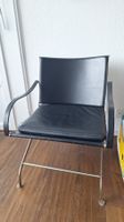 Designerstuhl, Lederstuhl mit Chromstahl