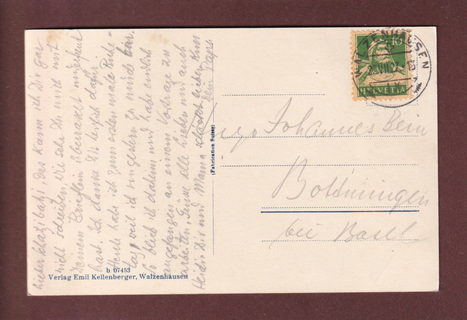 Cartoline postali: WALZENHAUSEN - Teilansicht - 1927 – Usato da Pully venduto da nicecards 1