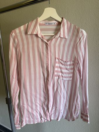 Rosa gestreifte Bluse von Pull&Bear, Grösse 36