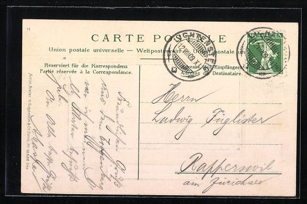 Cartoline postali: Präge-AK Lichtensteig, Teilansicht mit  – Usato da Berlin venduto da bartko-reher 1