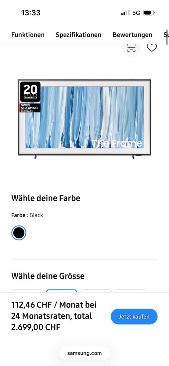 Samsung Televisori: Samsung Frame 65“ 2026 Orginalverpackt – Nuovo e nell'imballaggio originale da Bern venduto da AliceHo 5