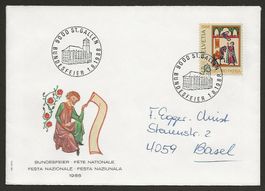 1988   Brief Bundesfeier, 1. August,  ST. GALLEN
