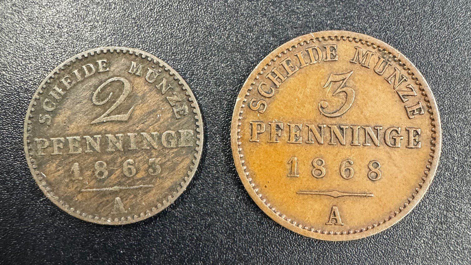 Tutti le monete: Preussen - 2 & 3 Pfennig – Usato da Meilen venduto da coins4sale
