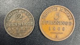 Preussen - 2 & 3 Pfennig