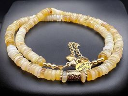 Unikat 💎 Halskette Opal, 24K vergoldete Elemente - Neu