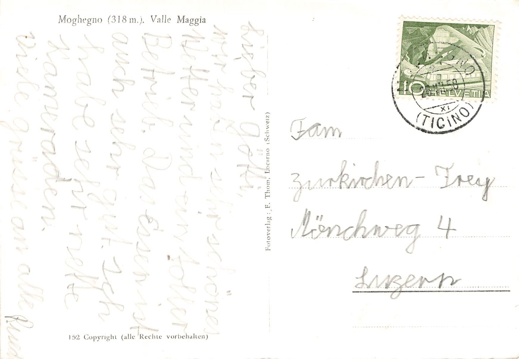 Ansichtskarten: Moghegno valle Maggia – Gebraucht aus Biasca von Blenio71 1
