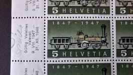 Bogen 100 Jahre Eisenbahn 1947 - Abart Fehlende Speiche ** !