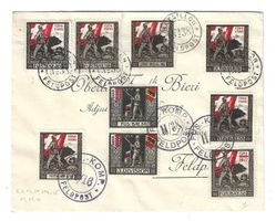 top Feldpost-Brief mit 9 versch. Marken der 3. Div. !!