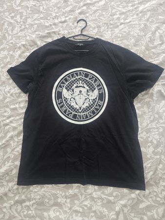 Balmain Paris T-Shirt Logo Print Black Size L