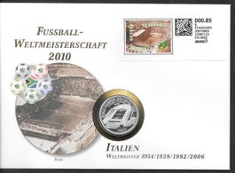 Münzbrief Fussball WM 2010 Südafrika Italien Weltm. ab 1934