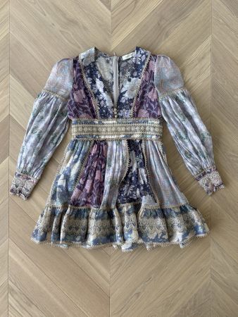 ZIMMERMANN | Celestial Mini-Kleid Leinen/Seide, Gr. 4 (EU44)
