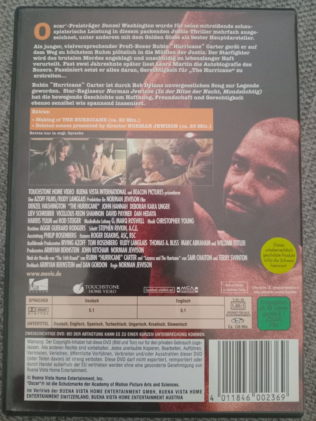 Alle DVDs: Hurricane mit Denzel Washington – Gebraucht aus Zollikofen von jde_72zf 1