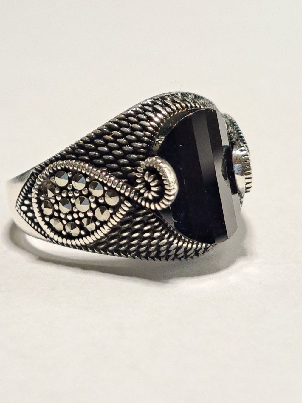 Ringe: 0035 - Bague en argent, Onyx, taille 60 – Neu und originalverpackt aus Neuchâtel von NIDAVELIR 1