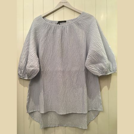 GWhite Schlupf Bluse 1/2A Streifen fein hellblau weiss Gr 42