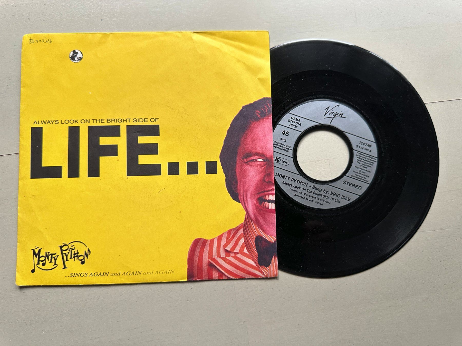 Dischi in vinile: MONTY PYTHON rare Single Kult Always look on the bright side – Usato da Basel venduto da Partridge