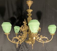 Antik Belle Epoque Deckenlampe um 1900 Messing Top zustand