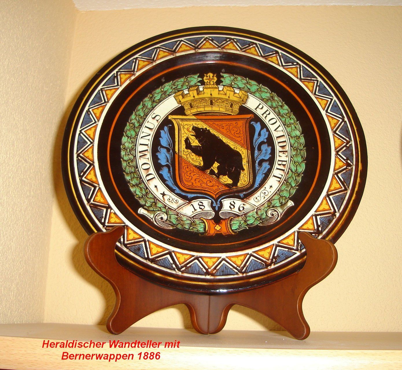 Piatti: Thoune Heraldischer Wandteller mit Bernerwappen 1886 – Usato da Bern venduto da Grindelwaldaus 3