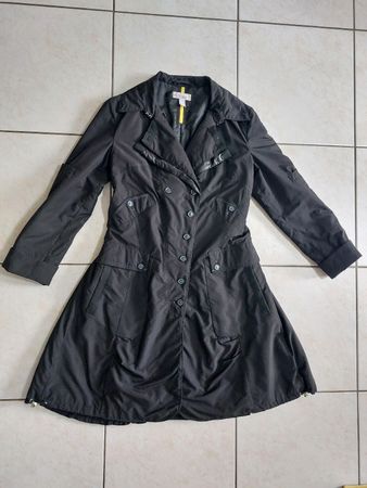 Joli manteau original ceintré noir Linea Tesini T.42
