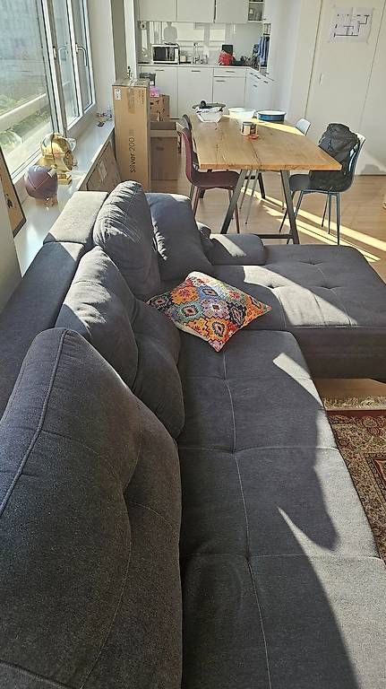 Sofas: Ecksofa/Bettsofa Stoff dunkelgrau mit Ottomane  – D'occasion à Zürich par oCENKo 2