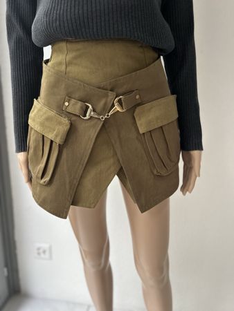 Yanxi Cargo Skort Brown Utility Style Mini Skirt Size S