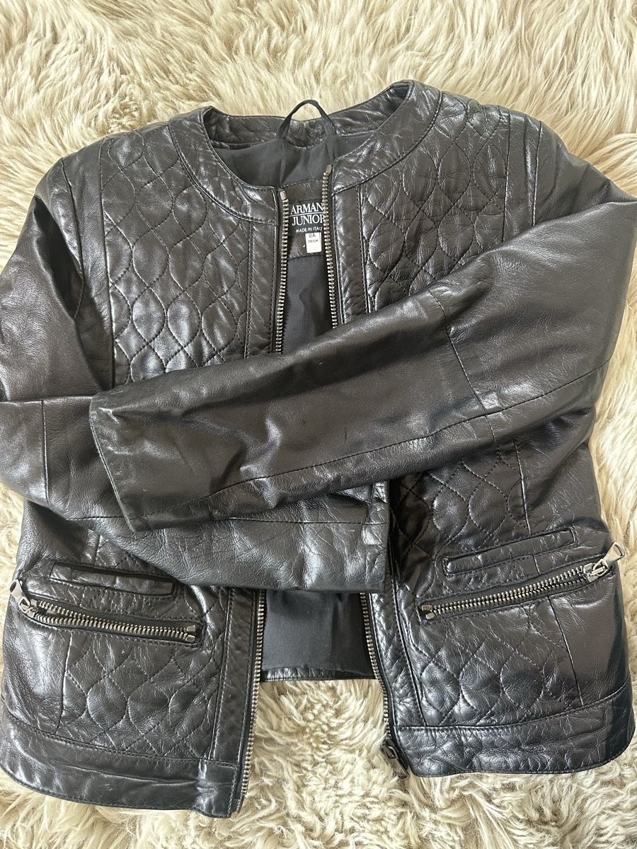Armani Giacche & Cappotti: Armani Junior leather bomber jacket Sz 8A – Usato da Versoix venduto da oksabb 4