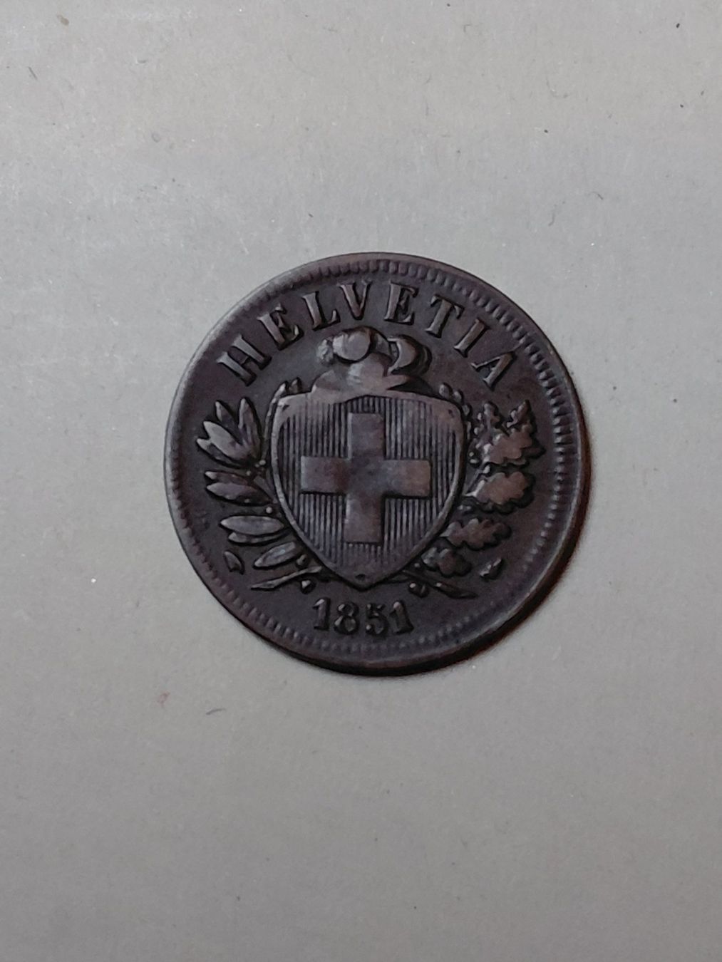 Alle Münzen: Suisse-2 centimes CHF-1851 A_RARE – Gebraucht aus Daillens von pet_y6gr