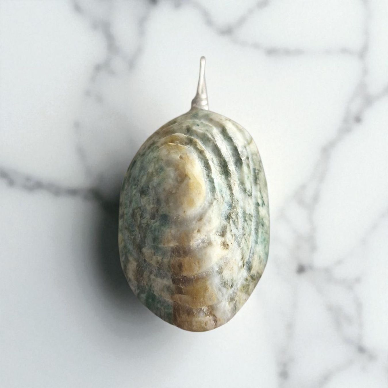 Minerali & Pietre curative: Allalin-Gabbro Anhänger mit Gravierter Spirale – Nuovo e nell'imballaggio originale da Aarau venduto da Schmuckhoehle_MD 5