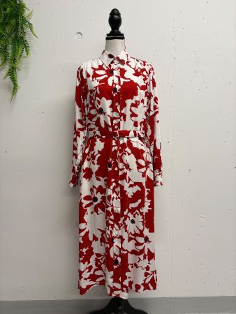 Seidensticker Blusenkleid rot weiss geblümt 34/36 Viskose
