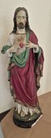 Antike Jesus Christus Statue, Sacré-Cœur, um 1900, 55cm