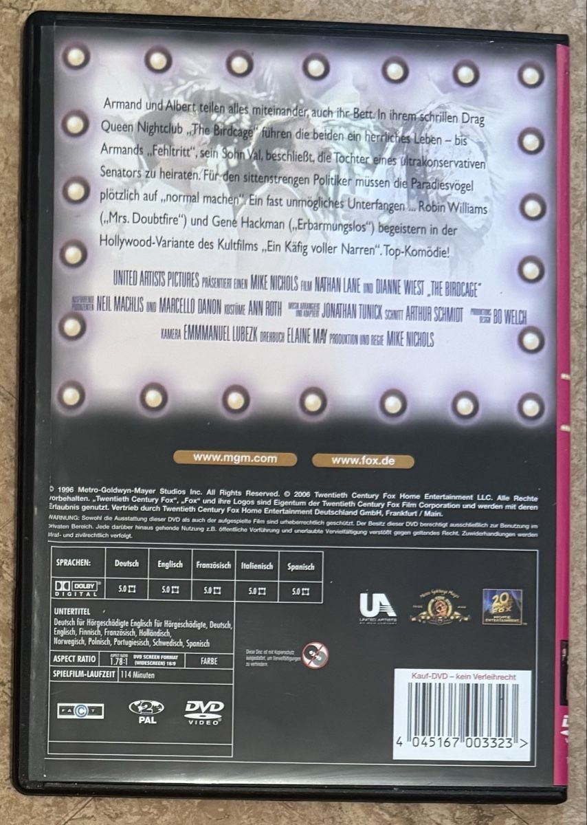 Tous les DVDs: THE BIRDCAGE  – Neuf (Voir description) à Dietikon par AndreaSch01 1