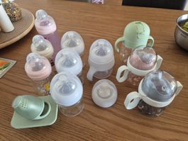 Babyflaschen,Trinklernbecher und Fruchtsauger Set