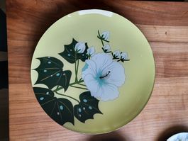 6 Dessertteller mit Hibiskus Dekor, Vintage Geschirr