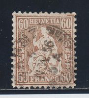 Sitzende Helvetia Nr. 35 Klischeefehler Stempel Basel