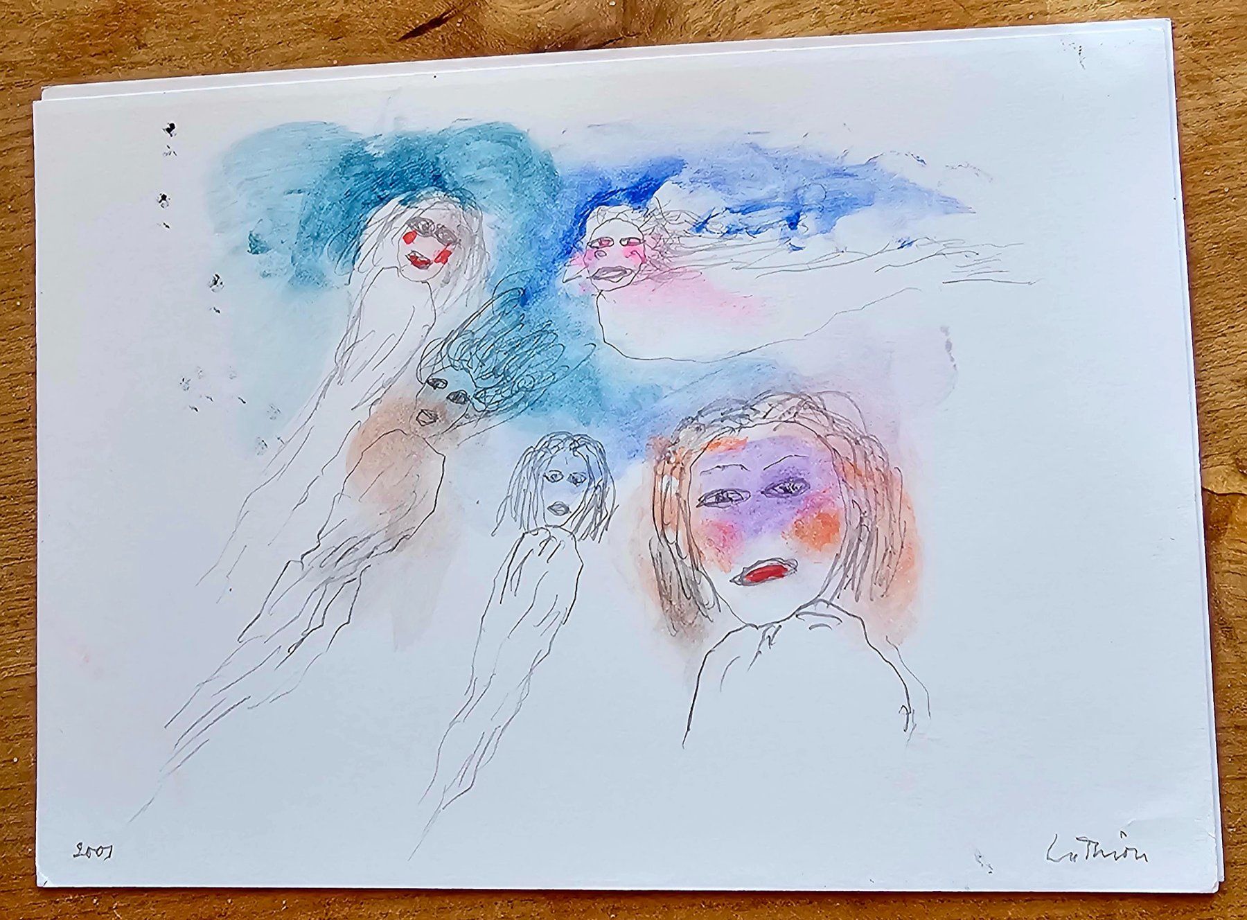 Gemälde: LUC LATHION - Dessin original signé, 2001 – Gebraucht aus Les Valettes von Nuba1
