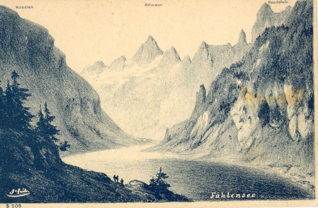 Cartoline postali: Fählensee   AI   mit Altmann und Hundstein – Usato da Brig venduto da Valcards54