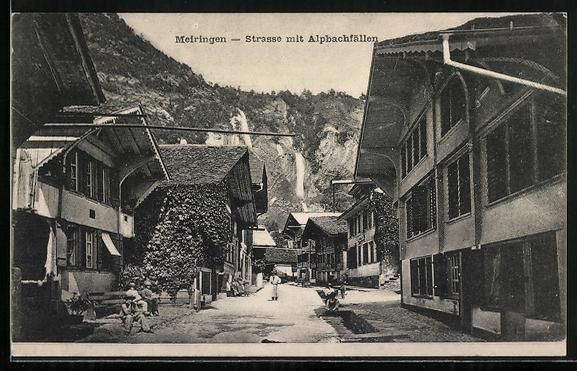 Cartoline postali: Meiringen, Strassenpartie mit Alpbachf – Usato da Berlin venduto da bartko-reher