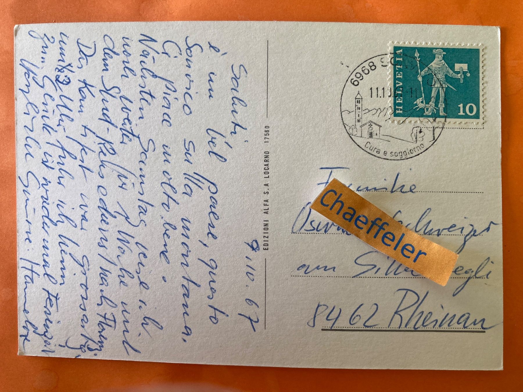 Cartoline postali: 1967 Saluti da Sonvico – Usato da Zürich venduto da Chaeffeler 1