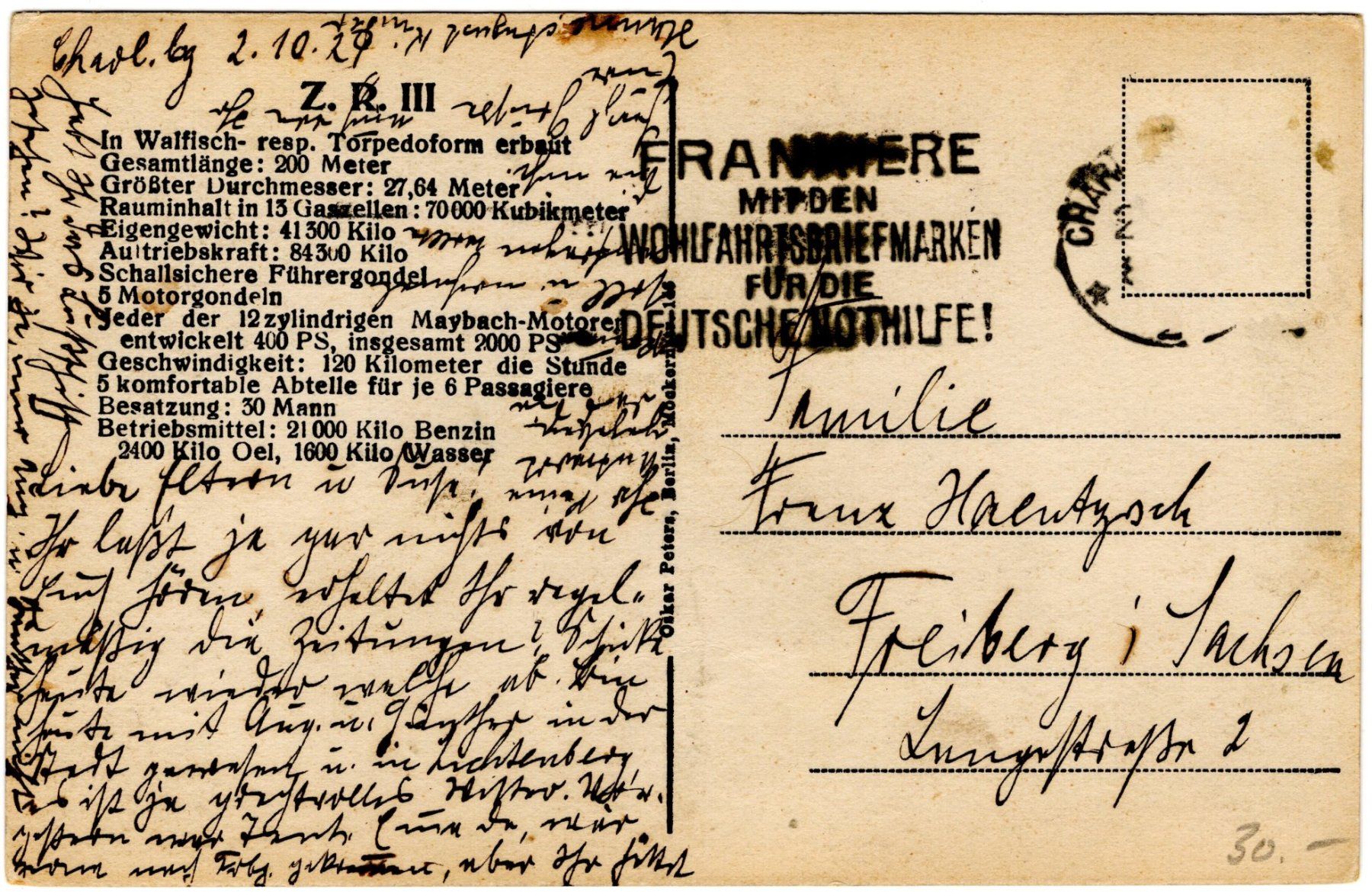 Cartoline postali: Zeppelin Z.R. III überfliegt Berlin – Usato da Eglisau venduto da Chperfins 1