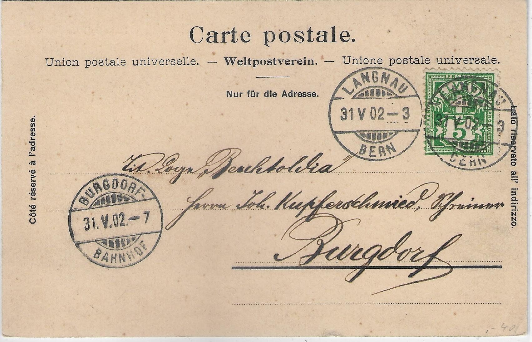 Cartoline postali: Gruss aus Langnau i.E. - Litho 1902 – Usato da Ettingen venduto da Kartenplanet 1