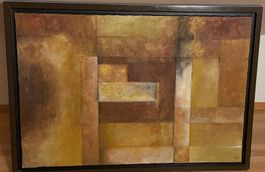 Gemälde in Gold- und Brauntönen mit Rahmen