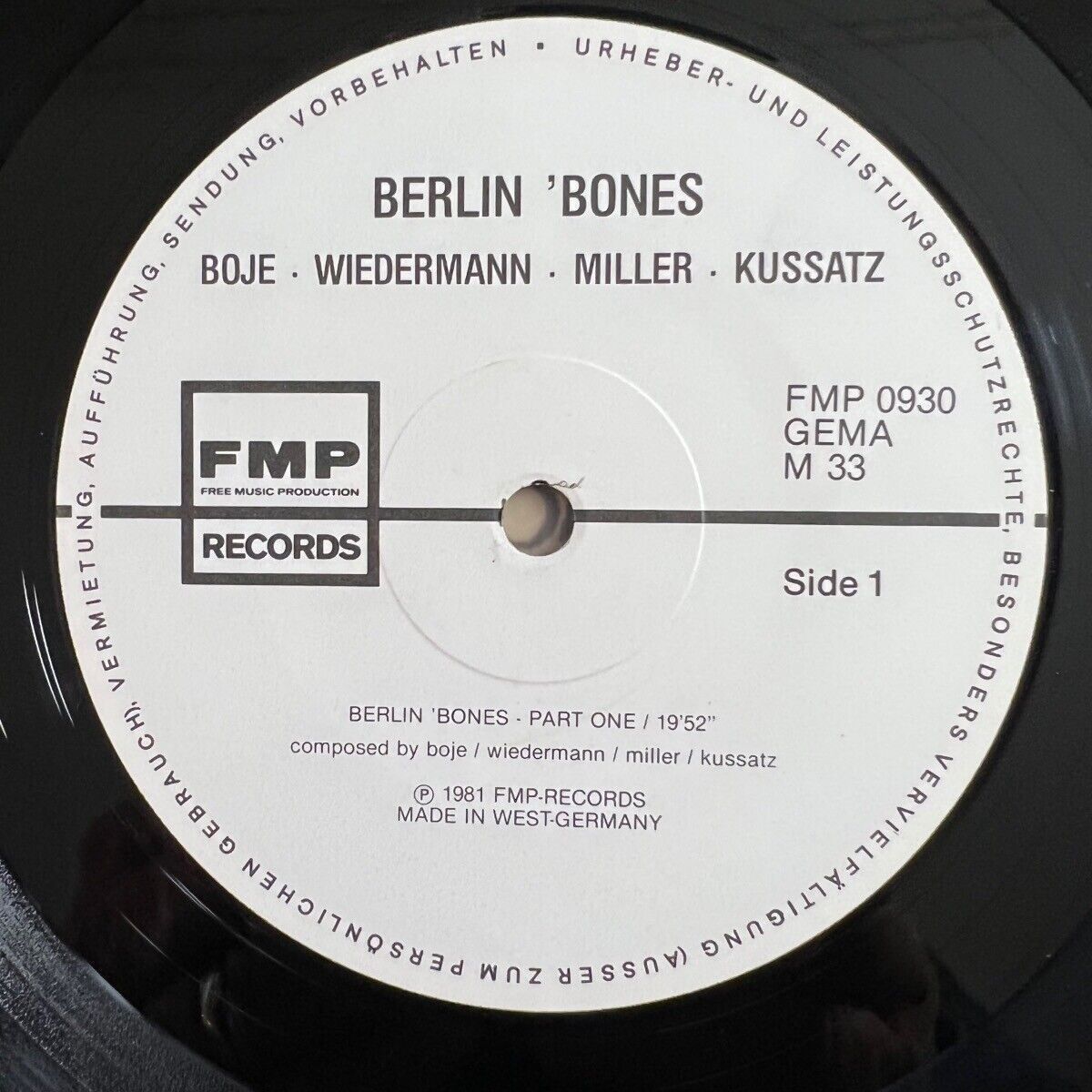 Vinyles: Andreas Boje, Thomas Wiedermann...-Berlin 'Bones / 1.D 1981 – D'occasion à Gais par soundcave57 2