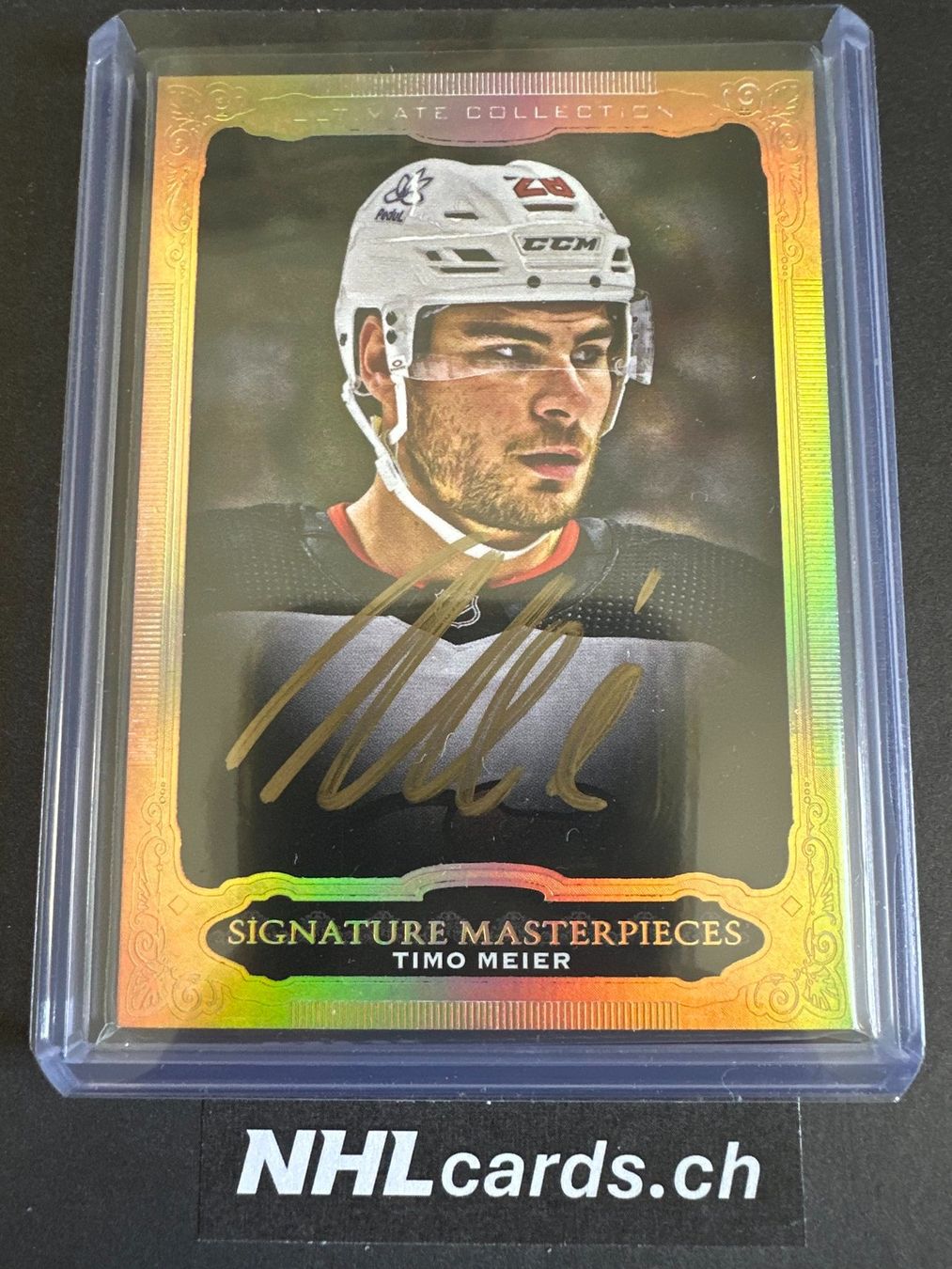 NHL Carte collezionabili: Timo Meier NHL Masterpieces Auto Card – Usato da Belp venduto da nhlcards.ch