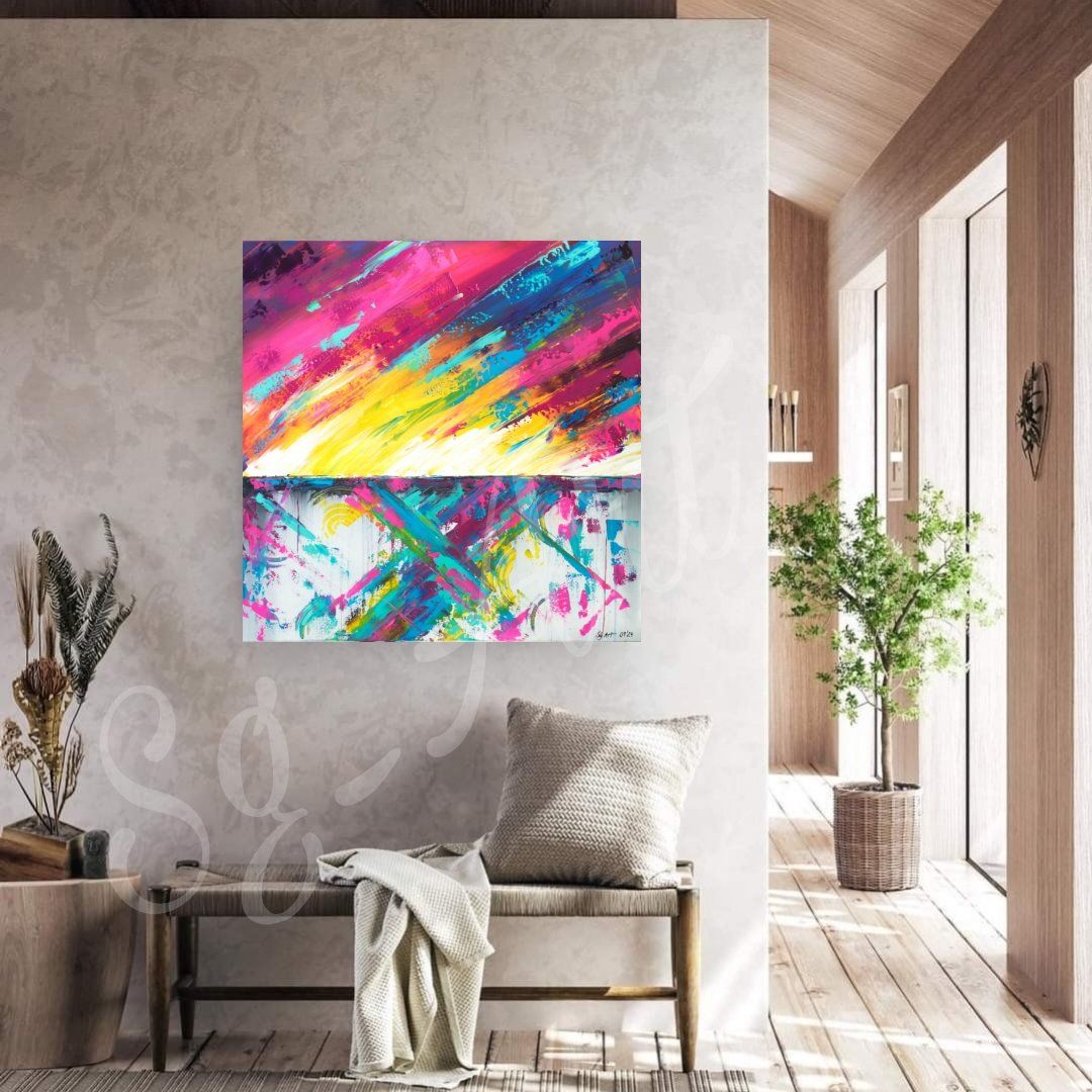 Gemälde: Acrylbild abstrakt "Hurricane" bunt Neu Unikat – Neu und originalverpackt aus Rheinau von Sussel