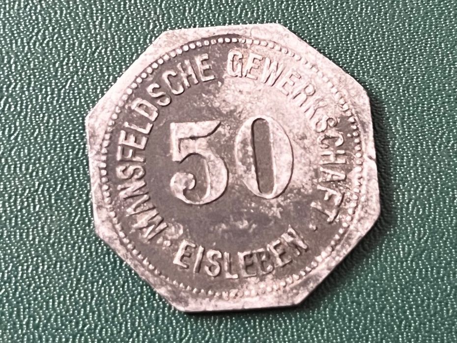 Tutti le monete: Mansfeldsche Gewerkschaft 50 Pfennig 1918 – Usato da Neuenhof venduto da Mastermind-00 2