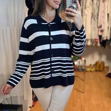 Sixth Sense Cardigan Jacke 48/50 navy weiß