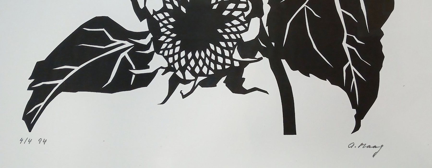 Grafiken & Lithographien: Scherenschnitt Sonnenblume von A. Maag 1994 – Gebraucht aus Zürich von Mr.Dachboden 1