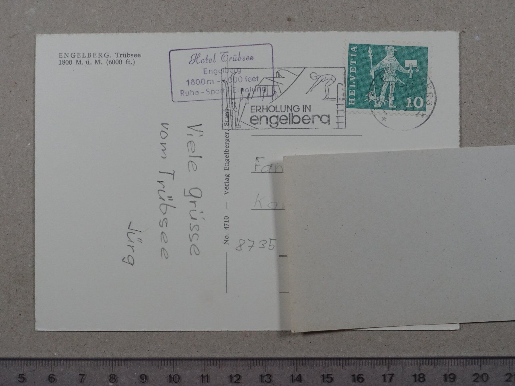 Ansichtskarten: Engelberg, Trübsee, Boot, 1965 – Gebraucht aus Lenzburg von fh1 1