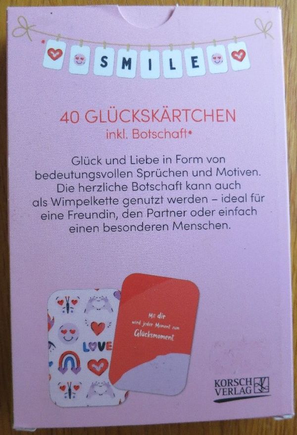 Giochi: Glückskärtchen-Herzensmensch - 40 Kärtchen inkl. Botschaft – Nuovo e nell'imballaggio originale da Bülach venduto da fluss02 1