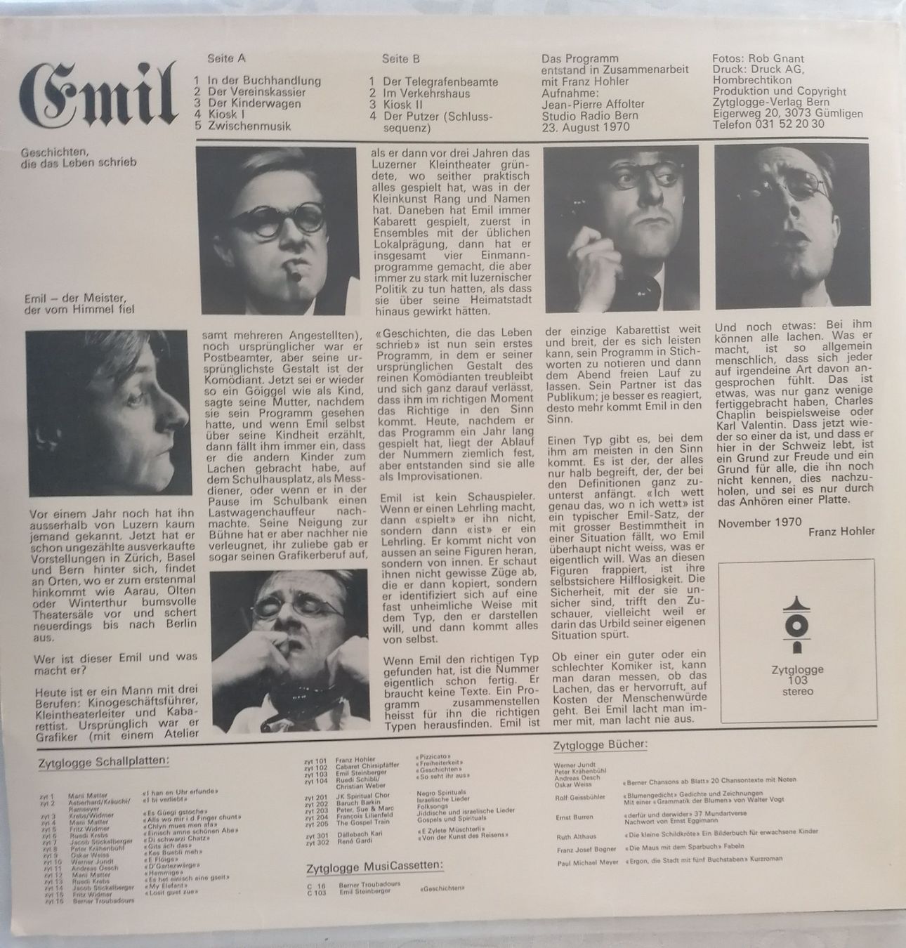 Schallplatten: Emil Steinberger - Schallplatte LP - Vinyl - Cabaretprogramm – Gebraucht aus Oberurnen von mackrokodile 1
