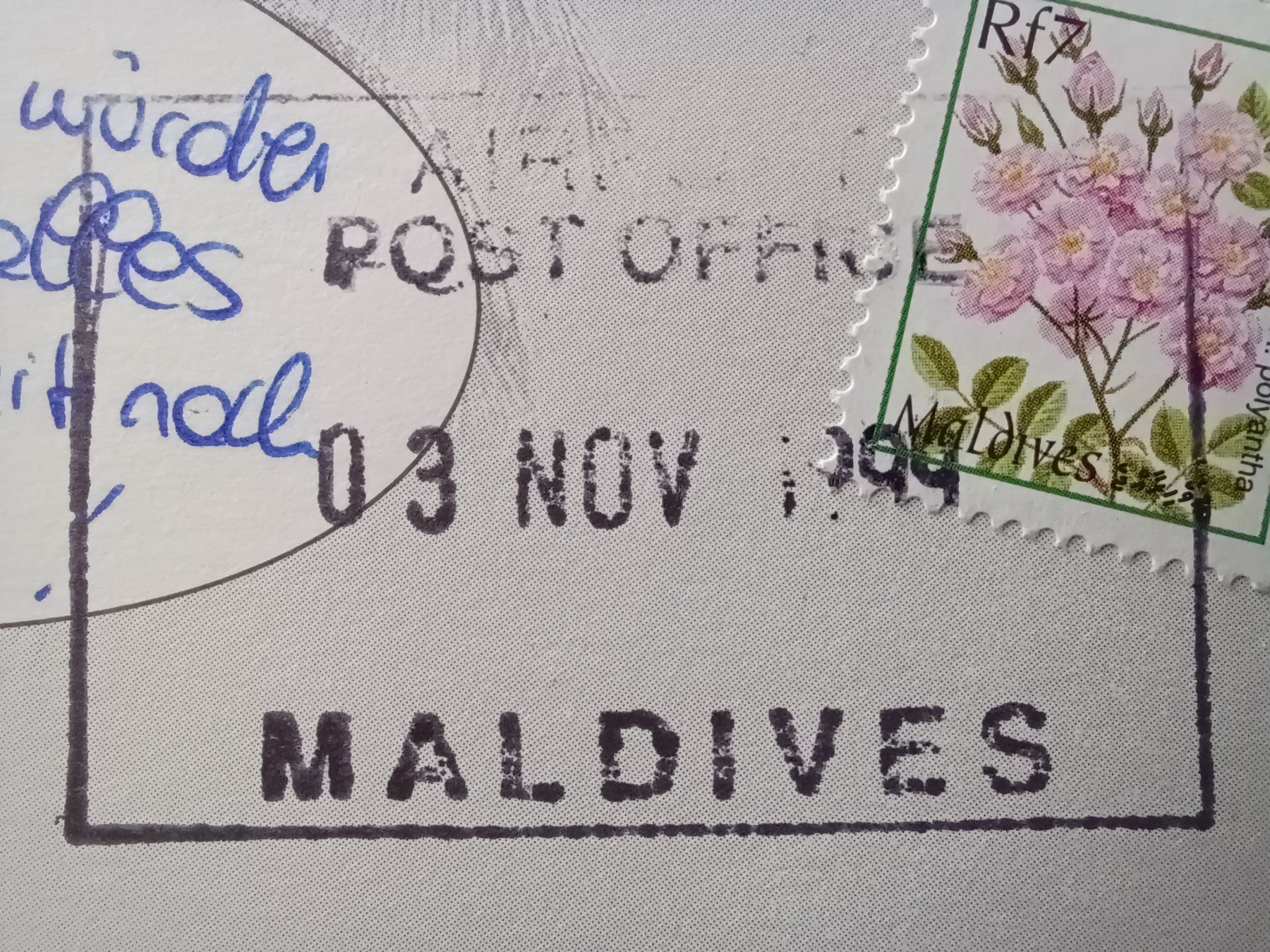 Cartoline postali: Maledives, 1999, Airport Post Office – Usato da Aarau Rohr venduto da mgvw 3